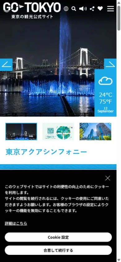 GO TOKYOのスマホ表示・冒頭のプレビュー