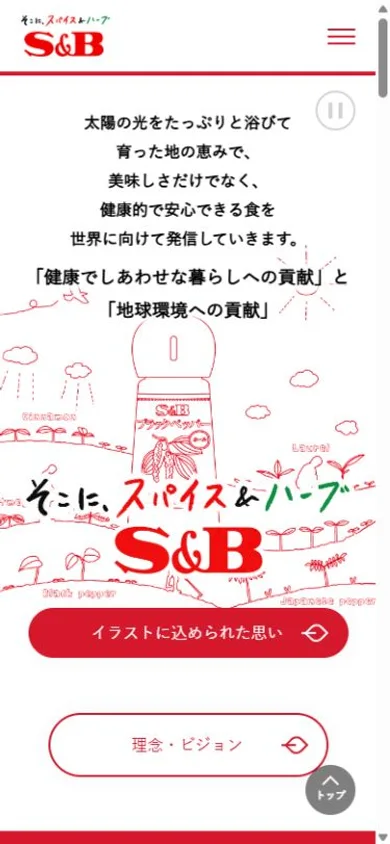 エスビー食品のスマホ表示・冒頭のプレビュー