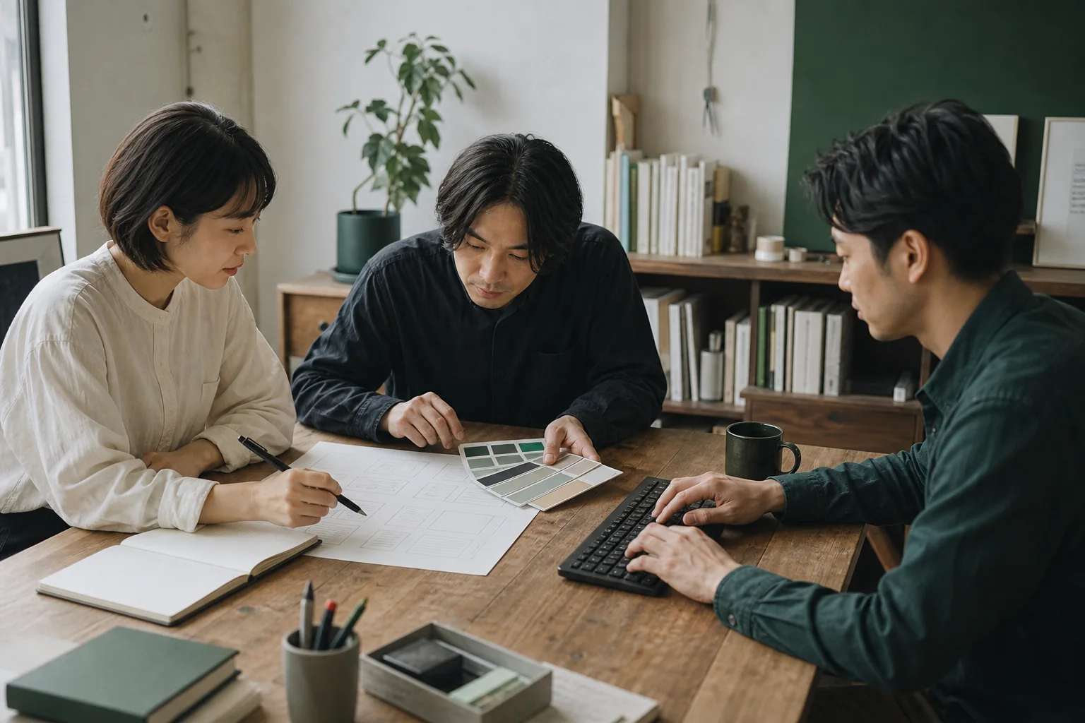 同じテーブルで連携する制作チーム