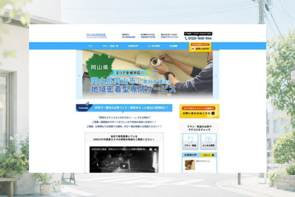 みんなの防犯堂のホームページ制作画面