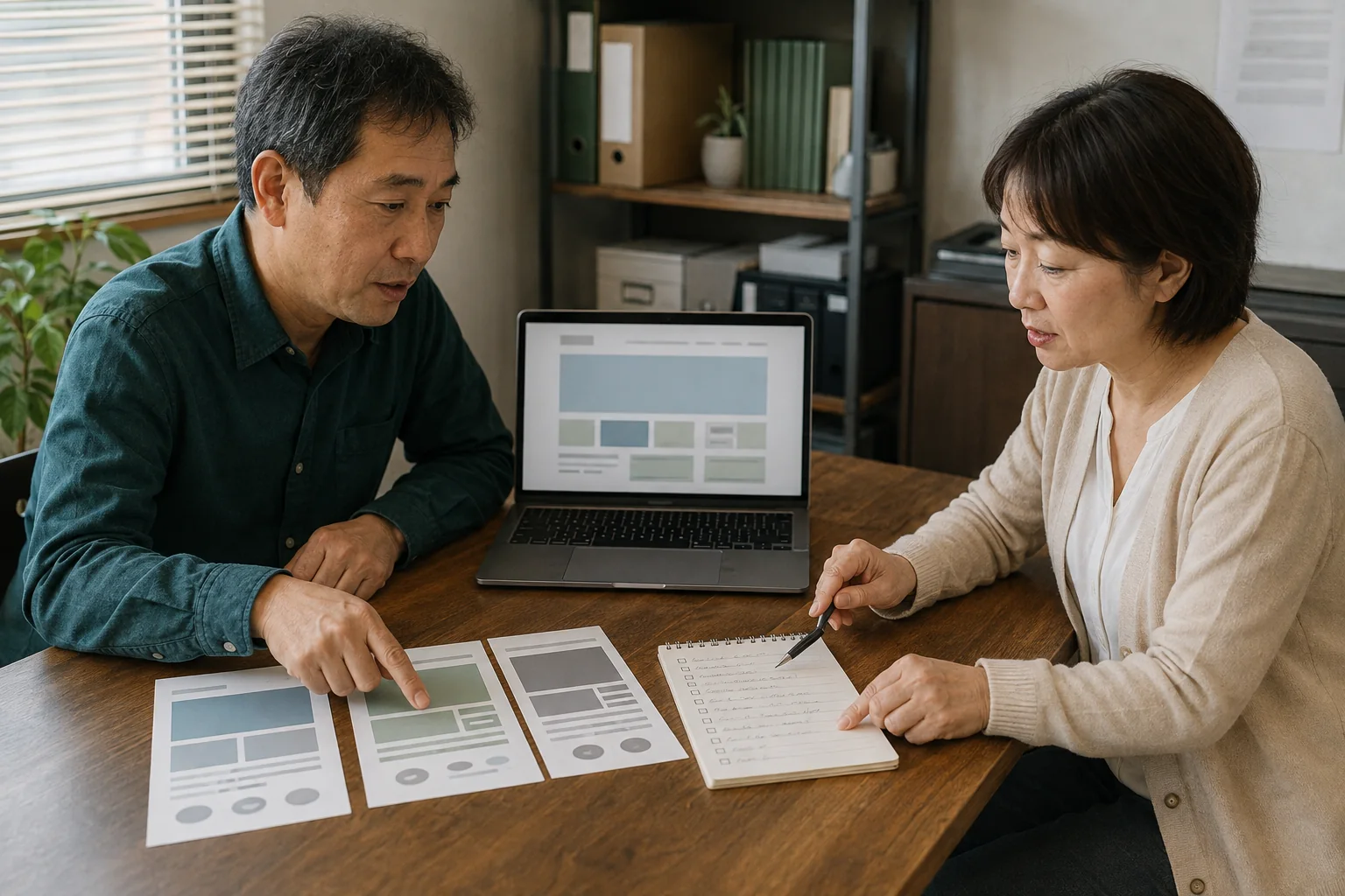 会社のホームページ作成方法を比較する中小企業の担当者
