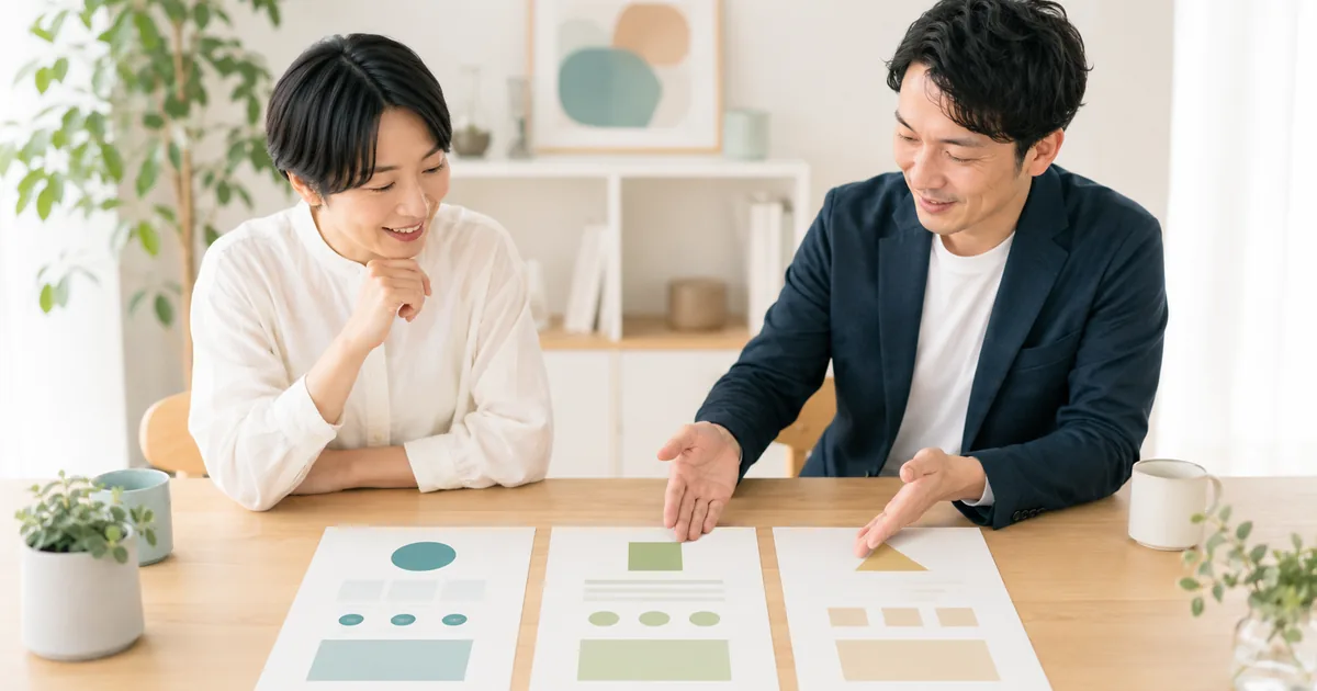 複数の客層に向けたページの入口を、事業者と制作者が一緒に整理している様子