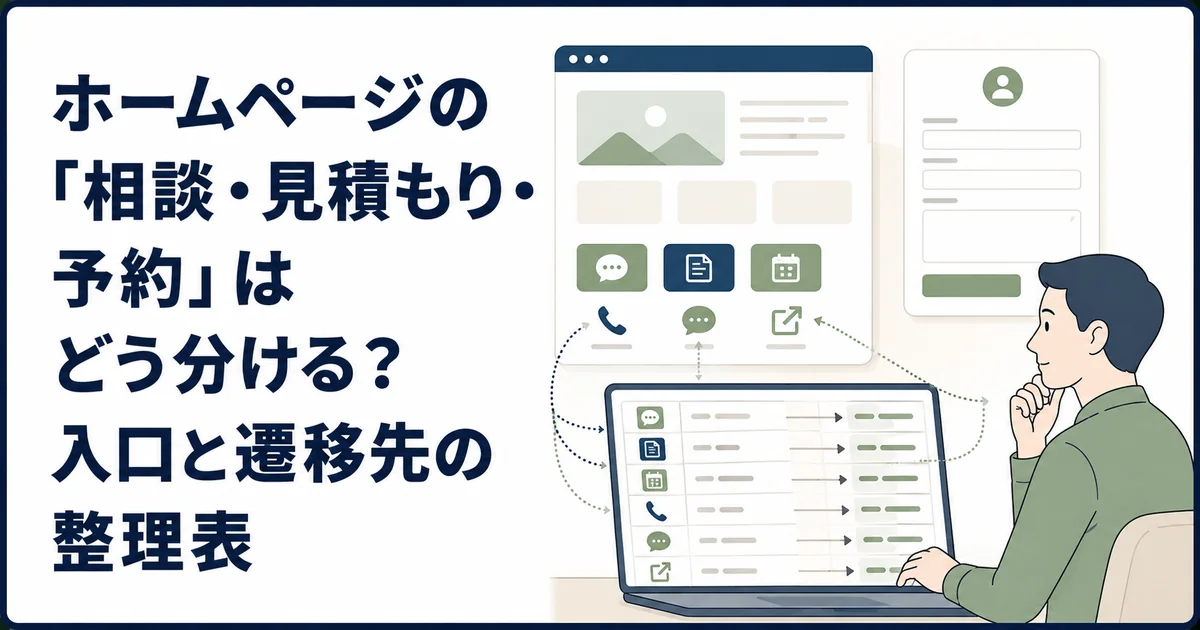 ホームページの「相談・見積もり・予約」はどう分ける？入口と遷移先の整理表