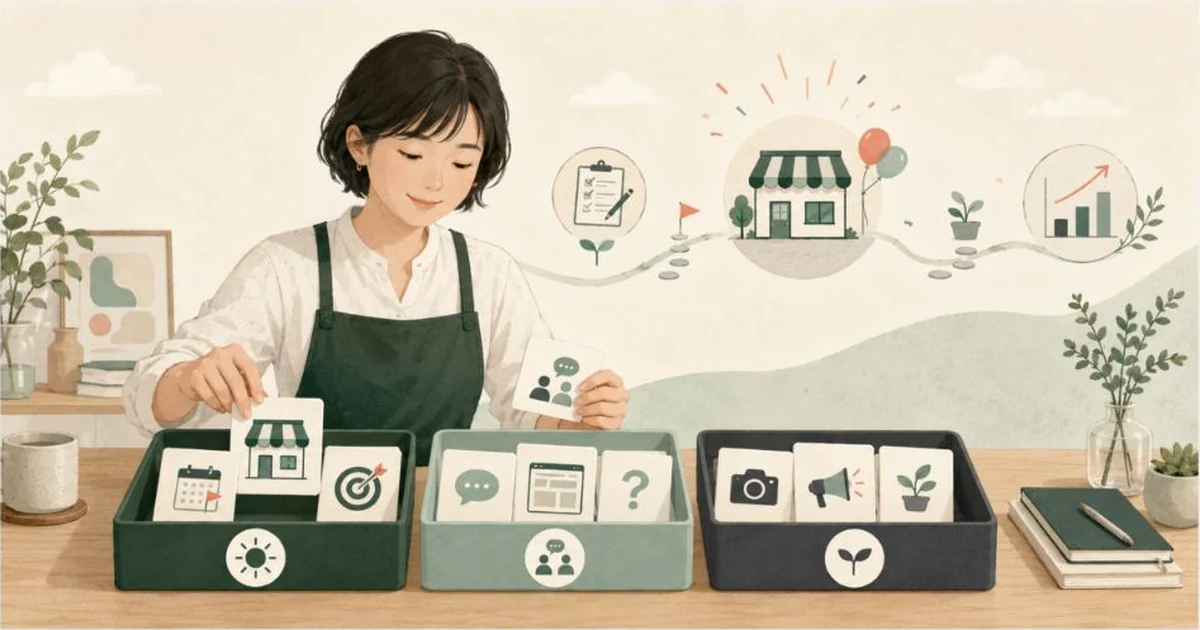開業前のホームページ準備を今決めること、相談して決めること、公開後に育てることへ分ける様子