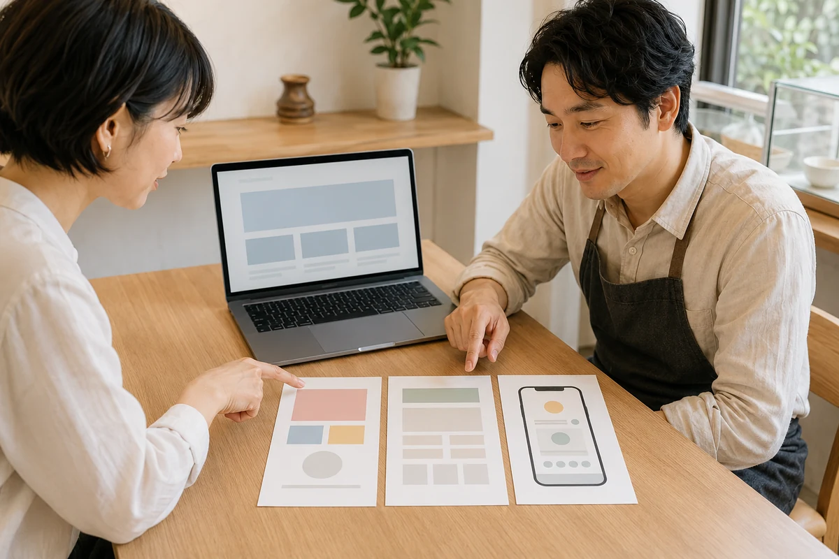 参考サイトを見た目・内容・操作の三つに分けて確認するためのイメージ