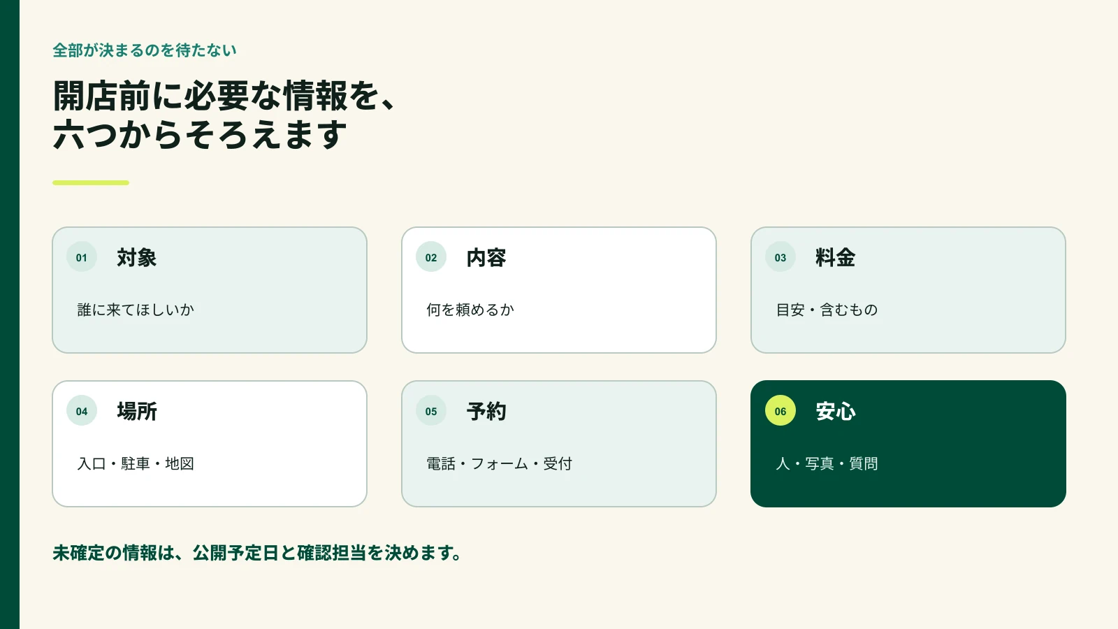 初めての店舗ホームページに載せる六つの基本情報