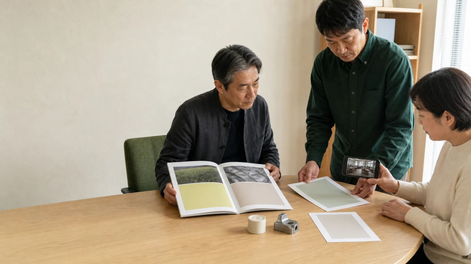 和歌山市の会社でホームページに載せる情報を集める様子