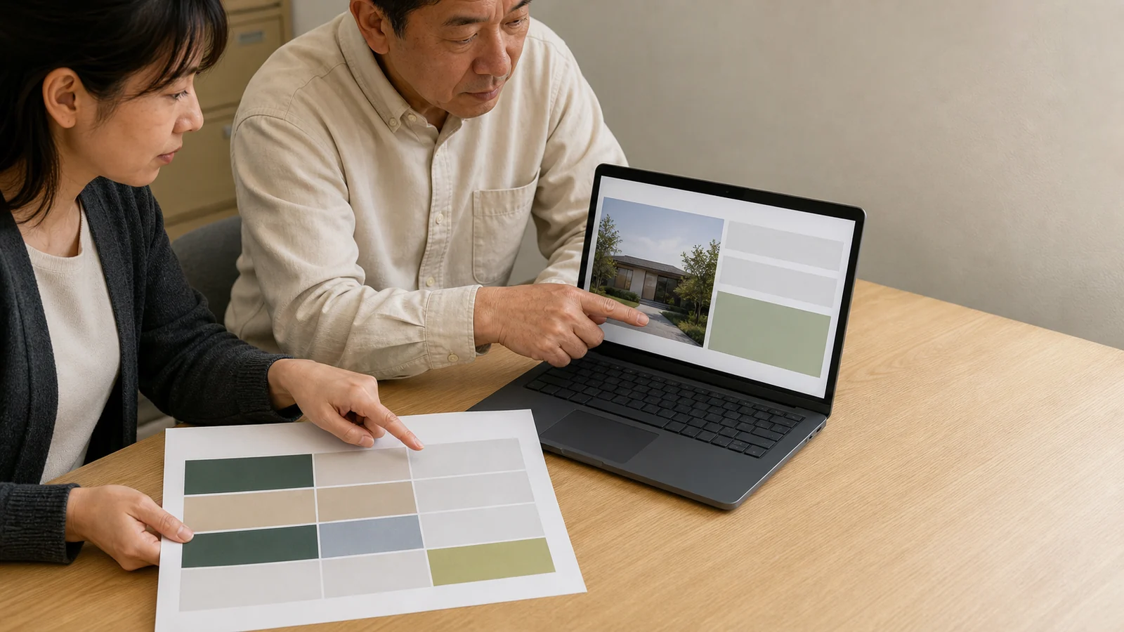ホームページの表示と更新内容を実際の画面で確認する様子